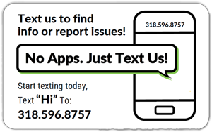 Text us to find info or report issues! Text 